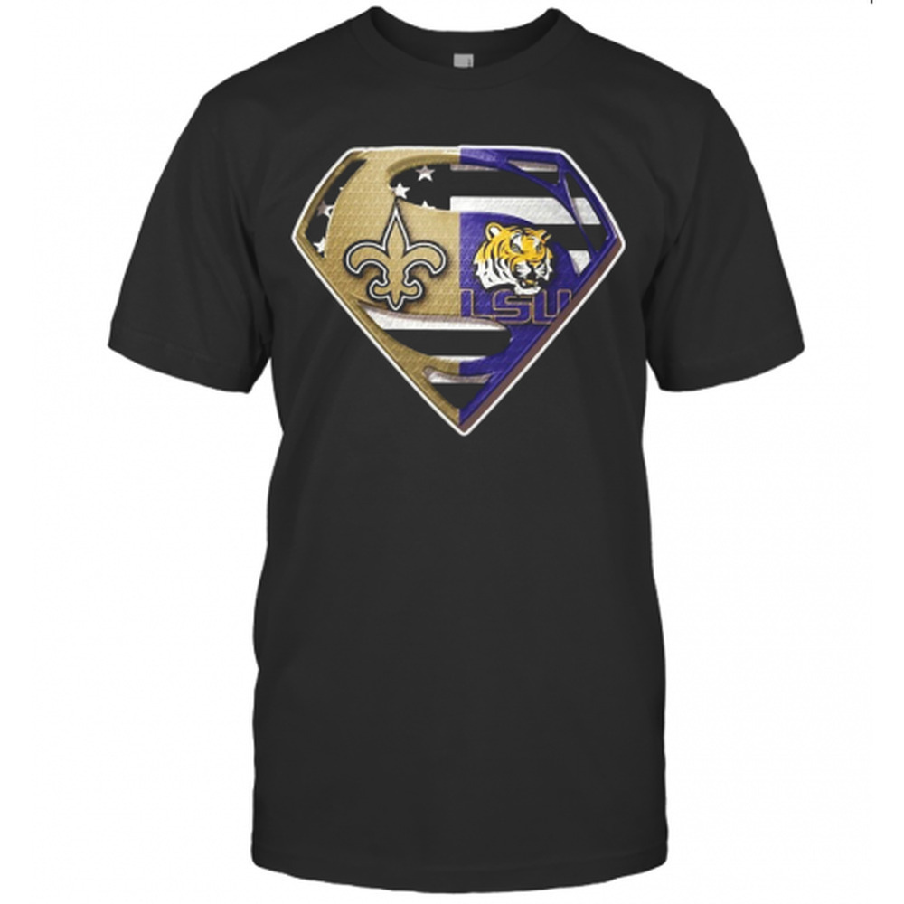 New Orleans Saints And Lsu Tiger Superman T-Shirt